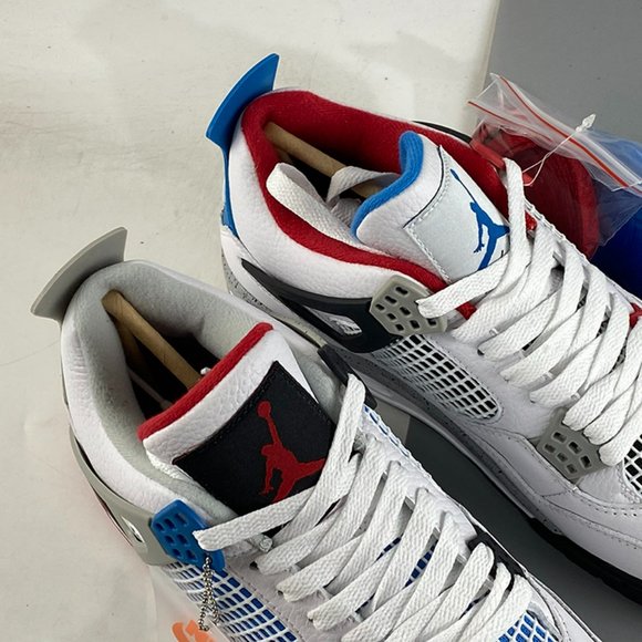Air Jordan 4 Retro White and Blue Sneakers - Picture 7 of 10